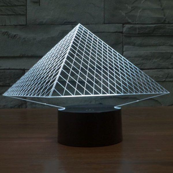 Pyramid Style 3D Touch Switch Control LED Light, 7 Colour Discoloration Creative Visual Stereo Lamp Desk Lamp Night Light - Image 13