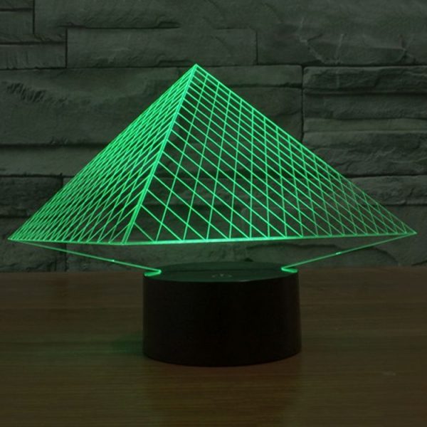 Pyramid Style 3D Touch Switch Control LED Light, 7 Colour Discoloration Creative Visual Stereo Lamp Desk Lamp Night Light - Image 7