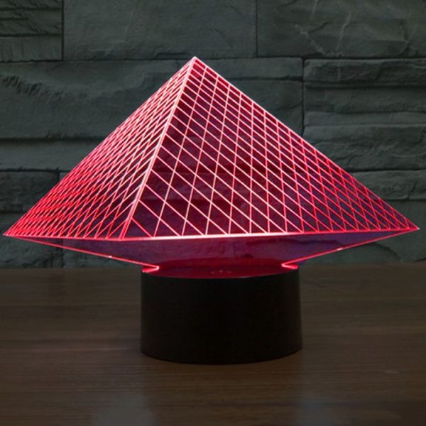 Pyramid Style 3D Touch Switch Control LED Light, 7 Colour Discoloration Creative Visual Stereo Lamp Desk Lamp Night Light - Image 8