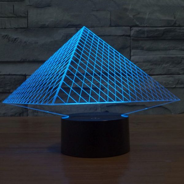Pyramid Style 3D Touch Switch Control LED Light, 7 Colour Discoloration Creative Visual Stereo Lamp Desk Lamp Night Light - Image 9