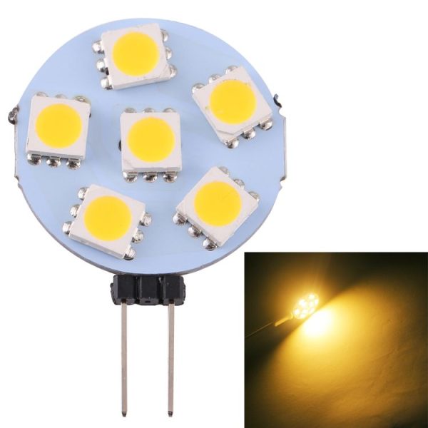 G4 6 LEDs SMD 5050 72LM 2800-3200K Stepless Dimming Energy Saving Light Pin Base Lamp Bulb, DC 12V (Warm White)