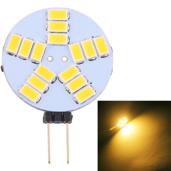 G4 15 LEDs SMD 5730 400LM 2800-3200K Stepless Dimming Energy Saving Light Pin Base Lamp Bulb, DC 12V (Warm White)