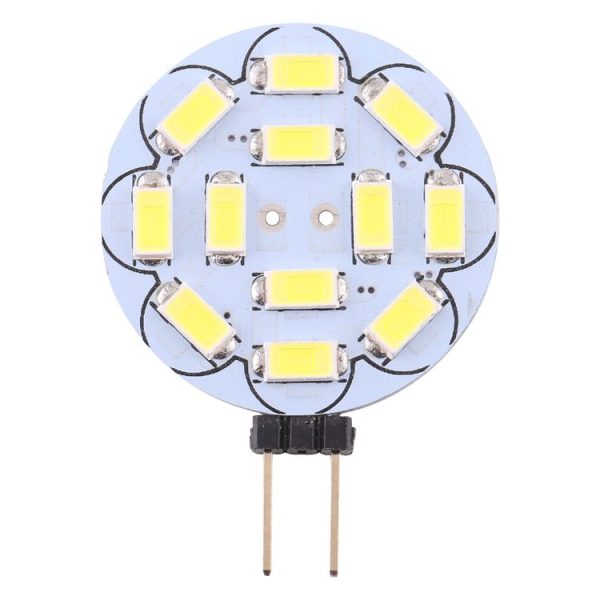 G4 12 LEDs SMD 5730 360LM 6000-6500K Round Shape Stepless Dimming Energy Saving Light Pin Base Lamp Bulb, DC 12V (White Light) - Image 2