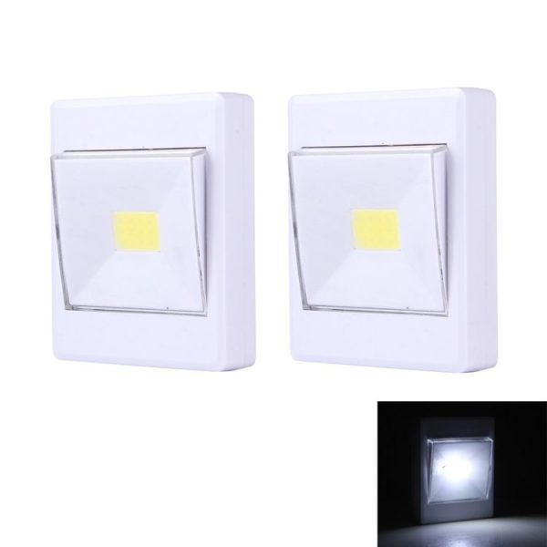 2 PCS Mini White Light COB LED Wall Light, Switch Night Light Lamp Closet Light