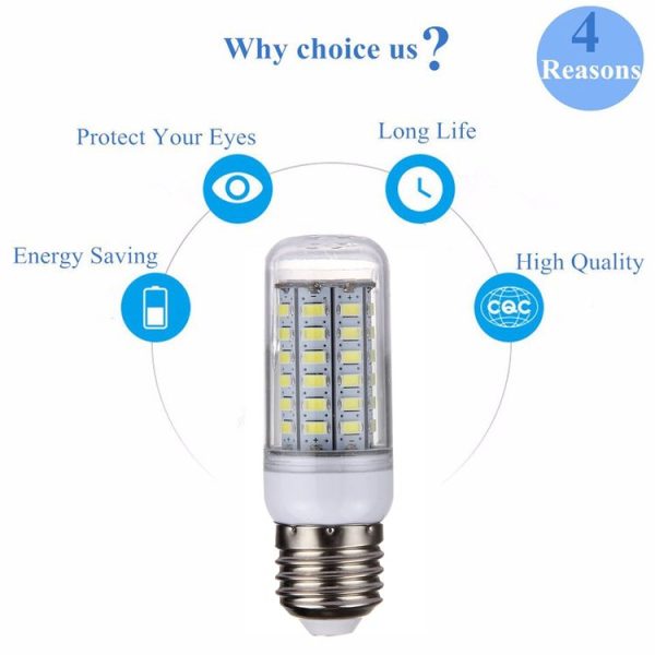 E27 5W LED Corn Light, 56 LEDs SMD 5730 Bulb, AC 220V - Image 7