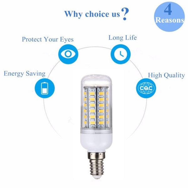 E14 5W LED Corn Light, 56 LEDs SMD 5730 Bulb, AC 220V - Image 7