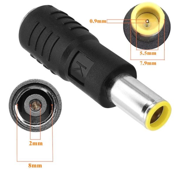 DC 8.0mm x 2.0mm Female to DC 7.9mm x 0.9mm Male Adapter for Solar Panels (Black) - Image 2