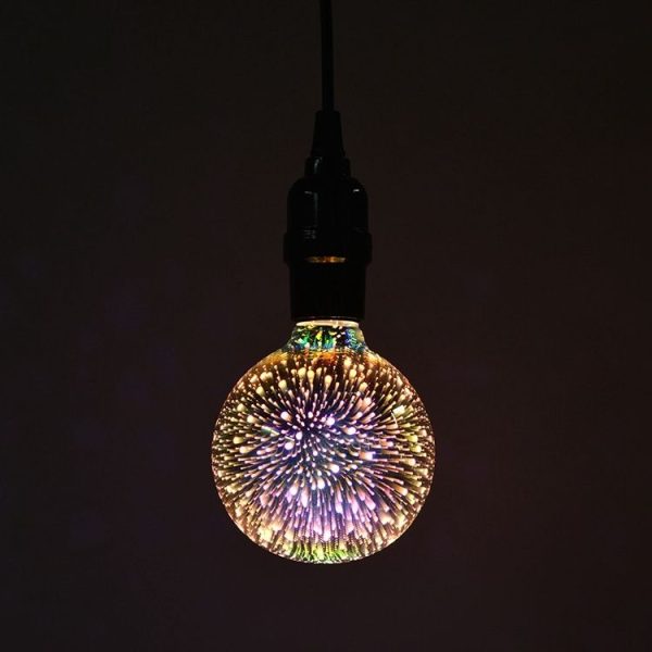 G95 E27 4W IP65 Waterproof Warm White 3D Fireworks LED Bulb, 2700K 48 LEDs SMD 2835 Vintage Atmosphere Decoration Art Lamp, AC 85-265V