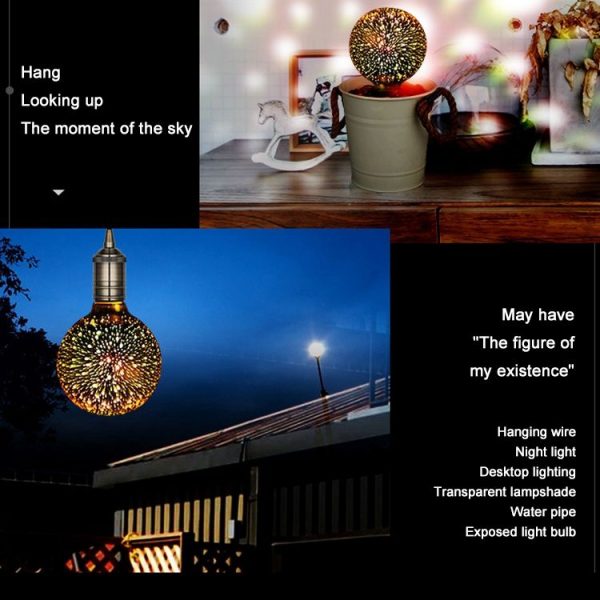 G95 E27 4W IP65 Waterproof Warm White 3D Fireworks LED Bulb, 2700K 48 LEDs SMD 2835 Vintage Atmosphere Decoration Art Lamp, AC 85-265V - Image 9