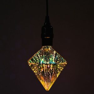 E27 4W IP65 Waterproof Pointed Diamond Shape Warm White 3D Fireworks LED Bulb, 2700K 48 LEDs SMD 2835 Vintage Atmosphere Decoration Art Lamp, AC 85-265V
