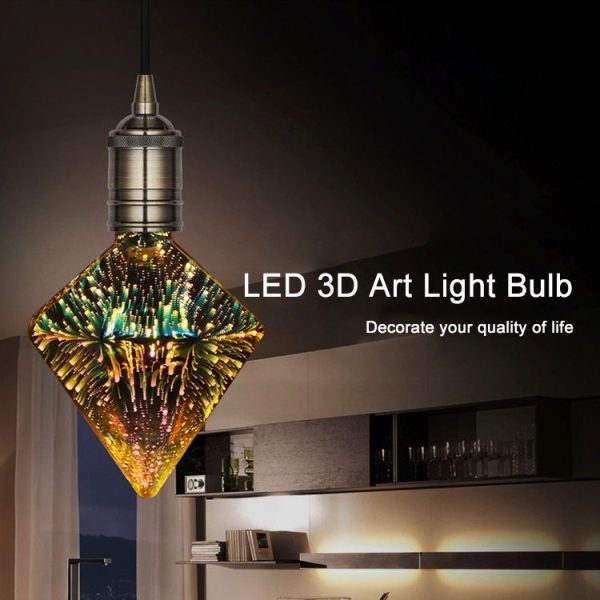 E27 4W IP65 Waterproof Pointed Diamond Shape Warm White 3D Fireworks LED Bulb, 2700K 48 LEDs SMD 2835 Vintage Atmosphere Decoration Art Lamp, AC 85-265V - Image 4