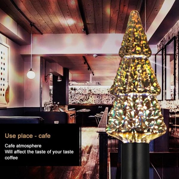 E27 4W IP65 Waterproof Christmas Tree Shape Warm White 3D Fireworks LED Bulb, 2700K 48 LEDs SMD 2835 Vintage Atmosphere Decoration Art Lamp, AC 85-265V - Image 7