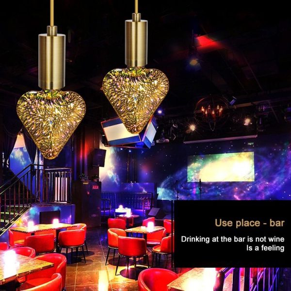 E27 4W IP65 Waterproof Heart Shape Warm White 3D Fireworks LED Bulb, 2700K 48 LEDs SMD 2835 Vintage Atmosphere Decoration Art Lamp, AC 85-265V - Image 8