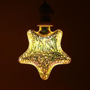 E27 4W IP65 Waterproof Star Shape Warm White 3D Fireworks LED Bulb, 2700K 48 LEDs SMD 2835 Vintage Atmosphere Decoration Art Lamp, AC 85-265V