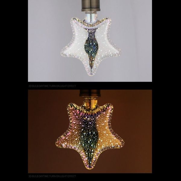 E27 4W IP65 Waterproof Star Shape Warm White 3D Fireworks LED Bulb, 2700K 48 LEDs SMD 2835 Vintage Atmosphere Decoration Art Lamp, AC 85-265V - Image 3