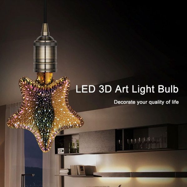 E27 4W IP65 Waterproof Star Shape Warm White 3D Fireworks LED Bulb, 2700K 48 LEDs SMD 2835 Vintage Atmosphere Decoration Art Lamp, AC 85-265V - Image 4