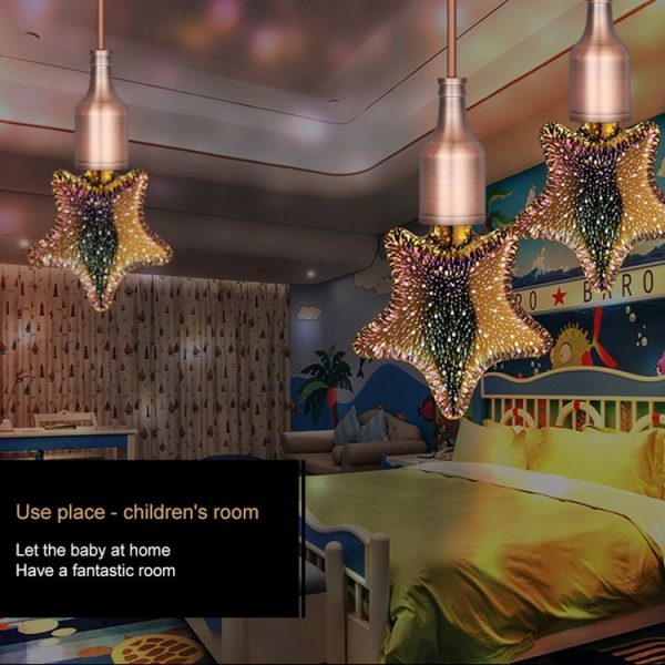 E27 4W IP65 Waterproof Star Shape Warm White 3D Fireworks LED Bulb, 2700K 48 LEDs SMD 2835 Vintage Atmosphere Decoration Art Lamp, AC 85-265V - Image 5