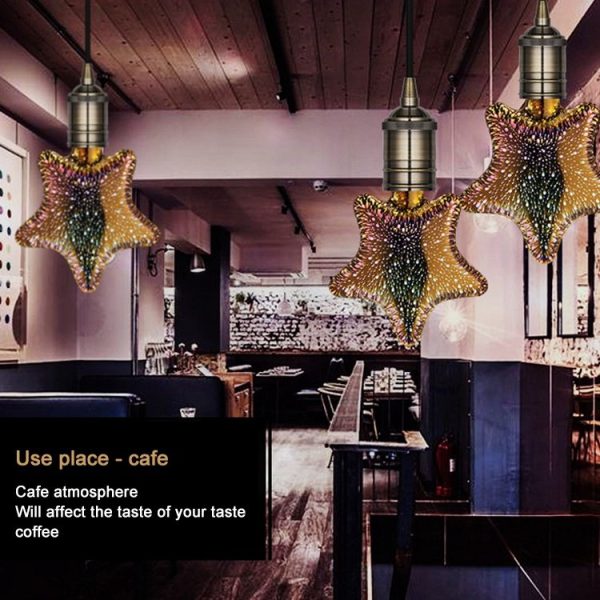 E27 4W IP65 Waterproof Star Shape Warm White 3D Fireworks LED Bulb, 2700K 48 LEDs SMD 2835 Vintage Atmosphere Decoration Art Lamp, AC 85-265V - Image 7