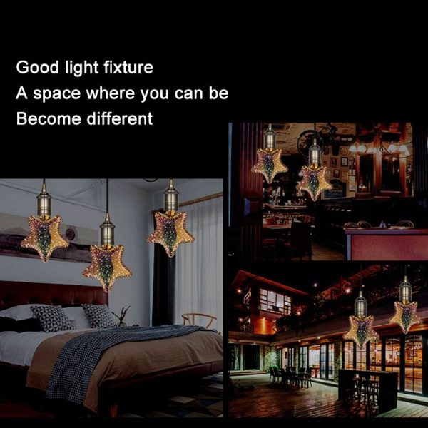 E27 4W IP65 Waterproof Star Shape Warm White 3D Fireworks LED Bulb, 2700K 48 LEDs SMD 2835 Vintage Atmosphere Decoration Art Lamp, AC 85-265V - Image 8