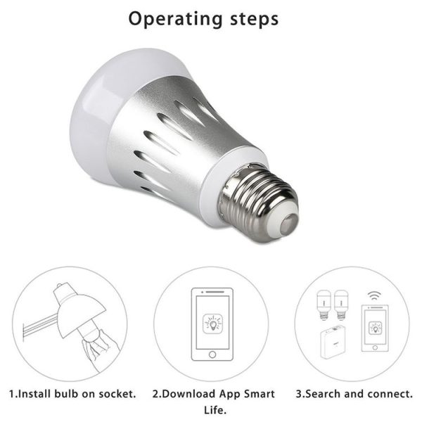 JH-G05 E27 7W WiFi Smart LED Light Bulb, 6000K+RGB 600LM Works with Alexa & Google Home, AC 175-255V (Silver) - Image 5