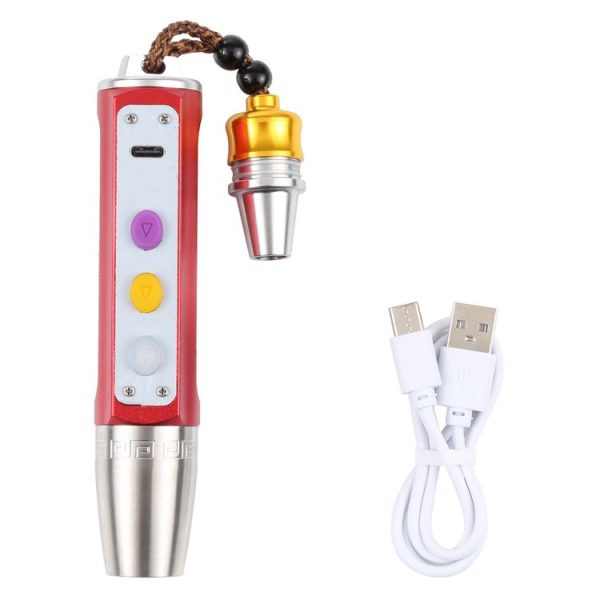 36C Type-C Charging Stepless Dimming Three Light Source Jade Identification Flashlight - Image 5