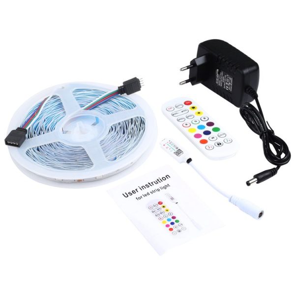 10m 300 LEDs SMD 5050 IP44 Waterproof RGB Light Strip with 24-keys Remote Control, EU Plug - Image 5