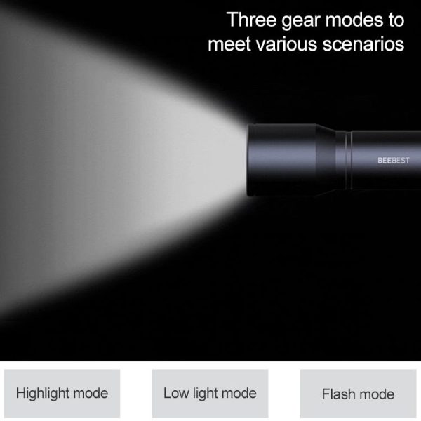 Original Xiaomi Youpin BEEBEST Portable Flashlight, Support Three-gear Mode (Black) - Image 5