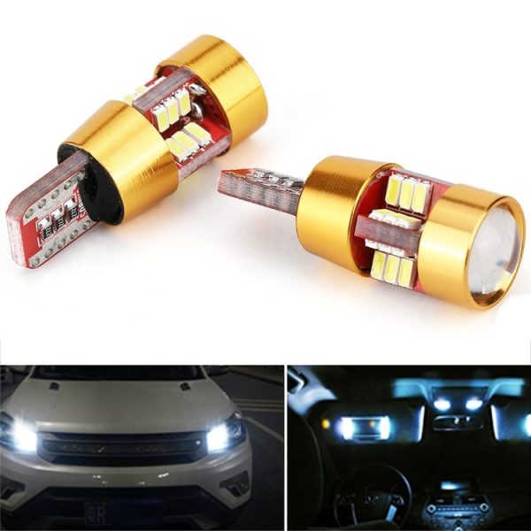 2 PCS LED Light Bulb 6000K White Super Bright 168 2825 W5W T10 Decoder Replacement, For Car Dome Map Side Marker Door Courtesy License Plate Lights (Gold)