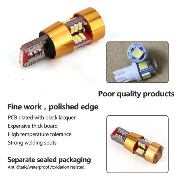 2 PCS LED Light Bulb 6000K White Super Bright 168 2825 W5W T10 Decoder Replacement, For Car Dome Map Side Marker Door Courtesy License Plate Lights (Gold) - Image 5