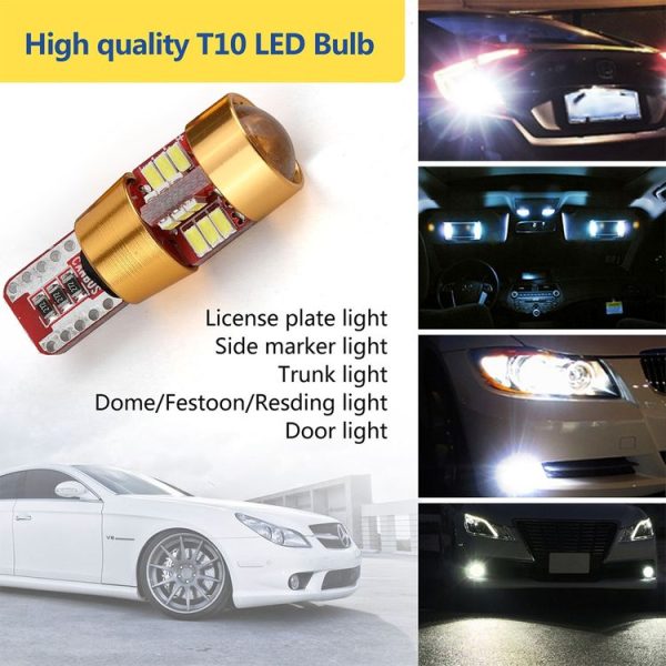 2 PCS LED Light Bulb 6000K White Super Bright 168 2825 W5W T10 Decoder Replacement, For Car Dome Map Side Marker Door Courtesy License Plate Lights (Gold) - Image 9