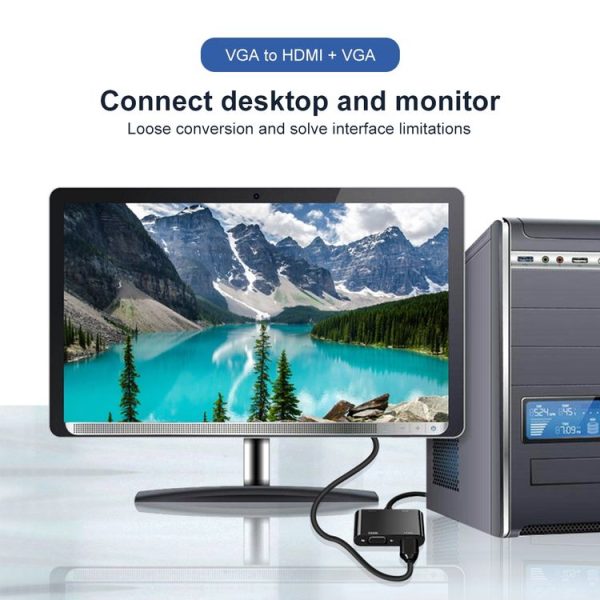 2 in 1 VGA to HDMI + VGA 15 Pin HDTV Adapter Converter with Audio - Image 10
