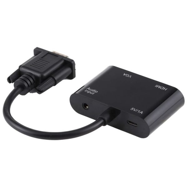 2 in 1 VGA to HDMI + VGA 15 Pin HDTV Adapter Converter with Audio - Image 3