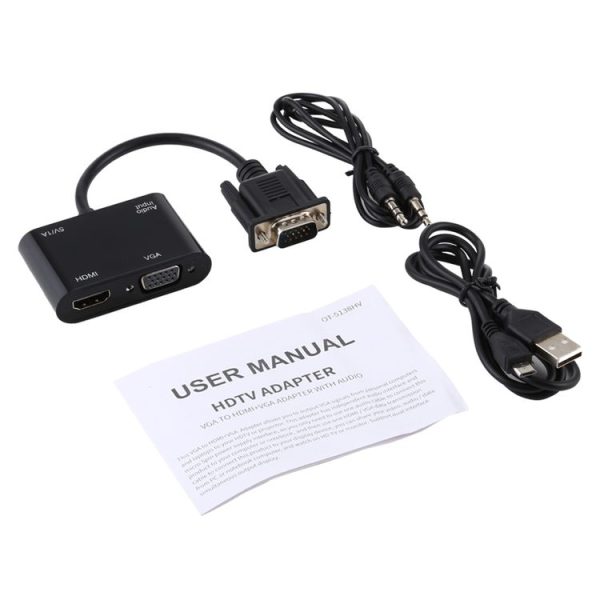 2 in 1 VGA to HDMI + VGA 15 Pin HDTV Adapter Converter with Audio - Image 5
