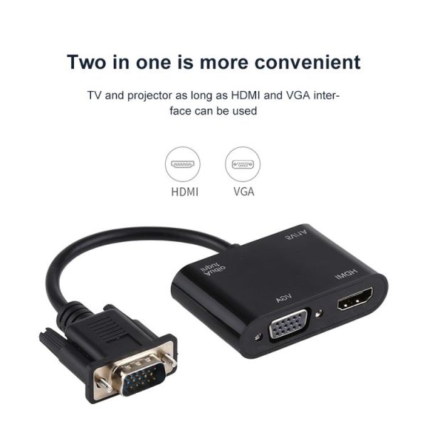 2 in 1 VGA to HDMI + VGA 15 Pin HDTV Adapter Converter with Audio - Image 7