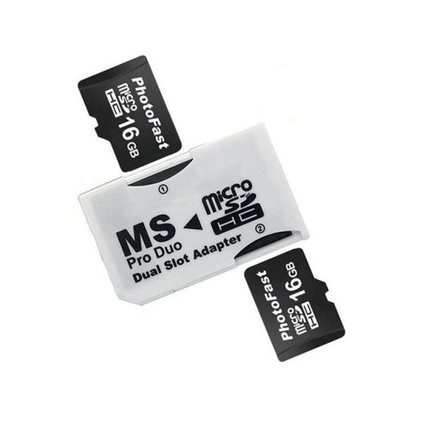 CR-5400 Dual Slot Micro SDHC (TF) to MS PRO Duo Adapter, Total Supported Capacity: 64GB - Image 2