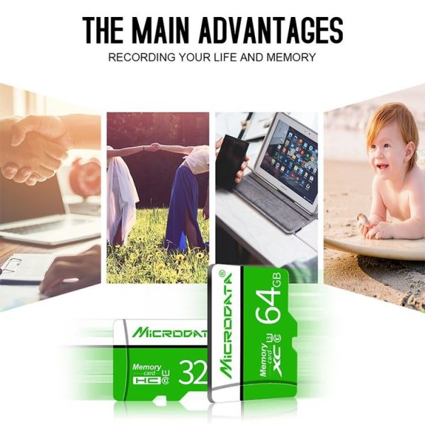 MICRODATA 128GB U3 Green and White TF (Micro SD) Memory Card - Image 6