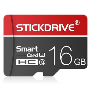 STICKDRIVE 16GB U1 White Line Red and Black TF (Micro SD) Memory Card