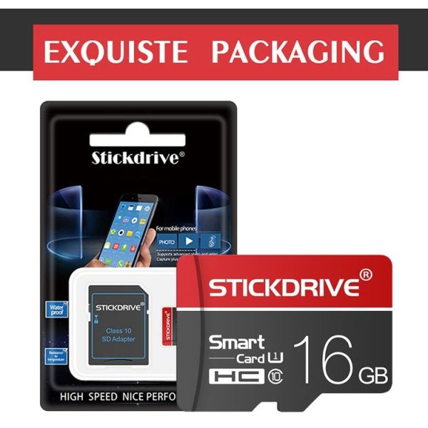 STICKDRIVE 16GB U1 White Line Red and Black TF (Micro SD) Memory Card - Image 6