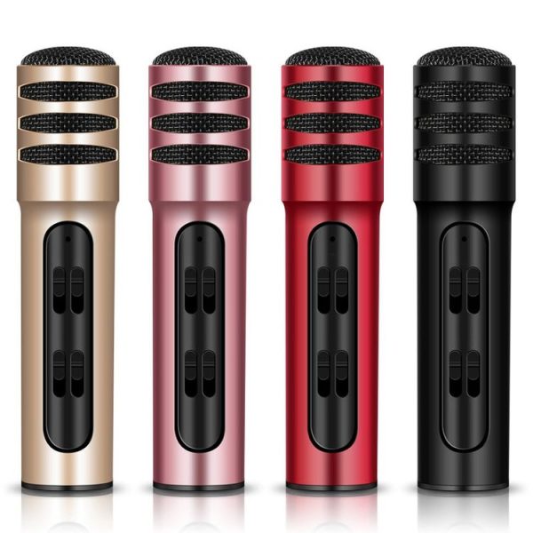 BGN-C7 Condenser Microphone Dual Mobile Phone Karaoke Live Singing Microphone Built-in Sound Card (Red) - Image 15
