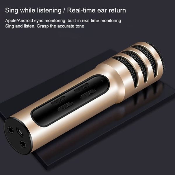BGN-C7 Condenser Microphone Dual Mobile Phone Karaoke Live Singing Microphone Built-in Sound Card (Red) - Image 8