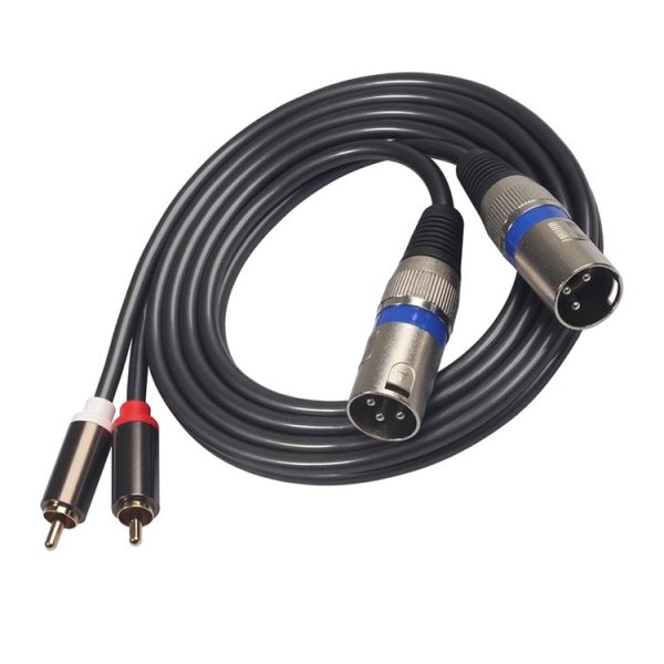 366155-15 2 RCA Male to 2 XLR 3 Pin Male Audio Cable, Length: 1.5m - Image 2
