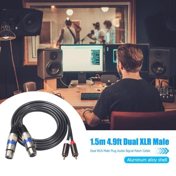 366155-15 2 RCA Male to 2 XLR 3 Pin Male Audio Cable, Length: 1.5m - Image 6