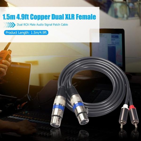 366155-15 2 RCA Male to 2 XLR 3 Pin Male Audio Cable, Length: 1.5m - Image 7