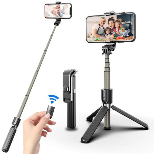 L03 Aluminum Alloy Foldable Bluetooth Tripod Selfie Stick (Black)