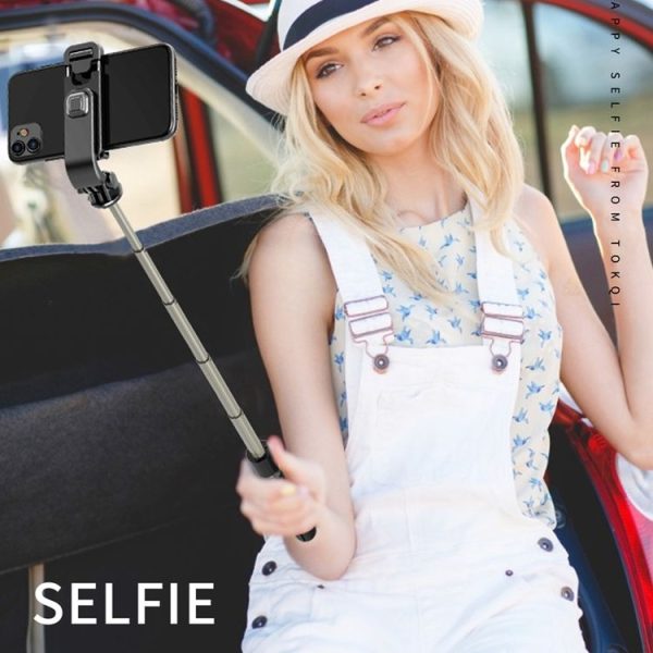 L03 Aluminum Alloy Foldable Bluetooth Tripod Selfie Stick (Black) - Image 12