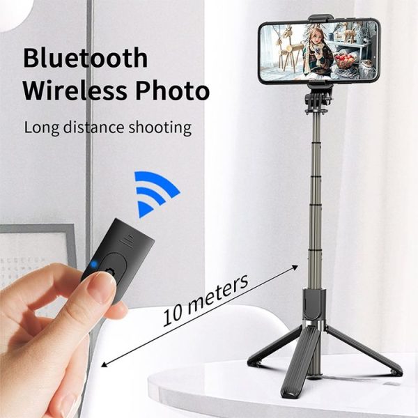 L03 Aluminum Alloy Foldable Bluetooth Tripod Selfie Stick (Black) - Image 8