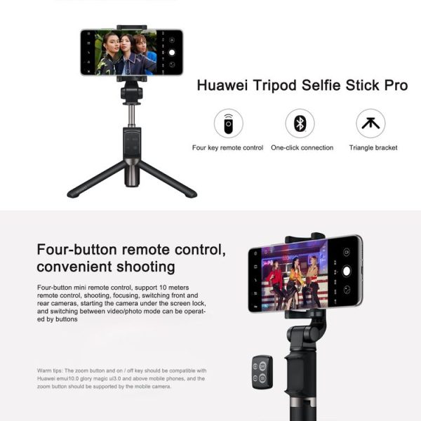 Original Huawei Wireless Bluetooth Tripod Self Timer Selfie Stick (Black) - Image 6