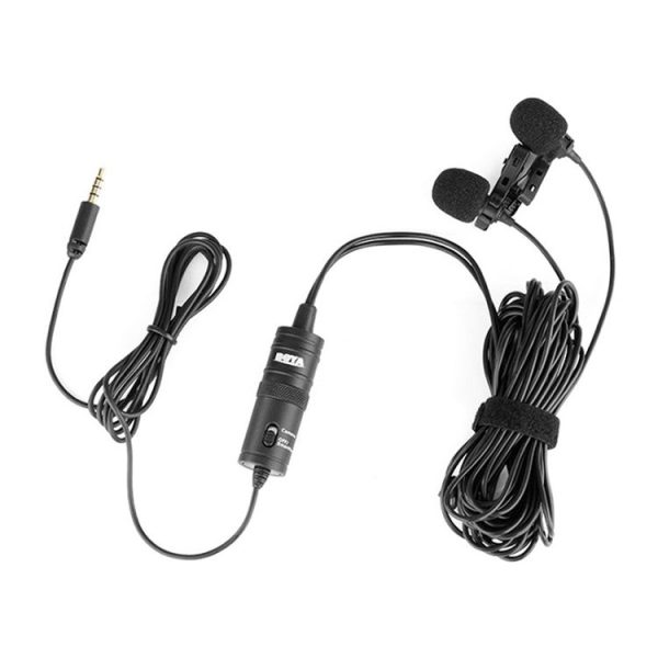 BOYA BY-M1DM Universal 3.5mm Plug Dual Omni-directional Lavalier Microphone, Cable Length: 4m - Image 2