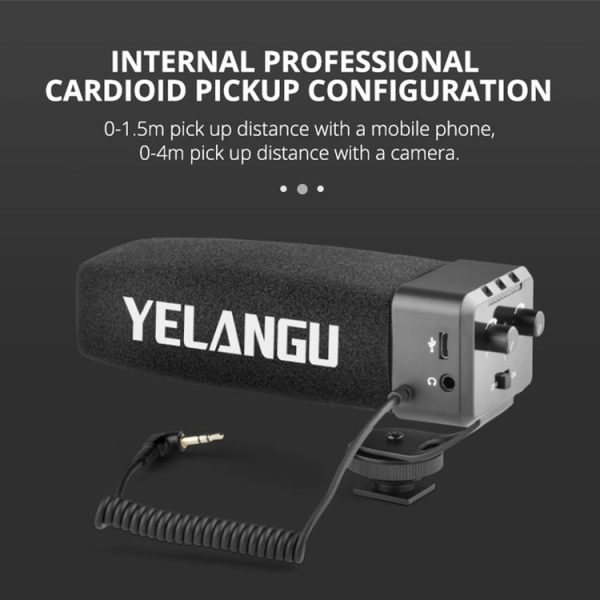 YELANG MIC09 Shotgun Gain Condenser Broadcast Microphone with Windshield for Canon / Nikon / Sony DSLR Cameras, Smartphones (Black) - Image 3