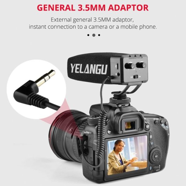 YELANG MIC09 Shotgun Gain Condenser Broadcast Microphone with Windshield for Canon / Nikon / Sony DSLR Cameras, Smartphones (Black) - Image 9